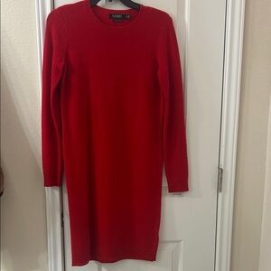 Polo by Ralph Lauren Red Long Sleeve Crewneck Knit Dress